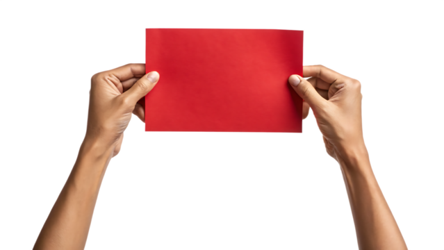 hands holding blank paper isolated on transparent white background PNG