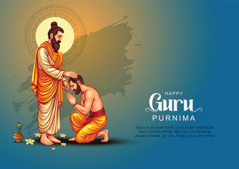 new Happy guru Purnima guru and shishya blessing. god abstract Vector Illustration design.