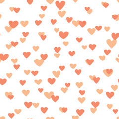 Seamless pattern with pink hearts. Template holiday vector illustration. Design for card, postcard, poster, print, banner. Cartoon colorful hearts on white background.