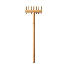 Mini bamboo rake, isolated on transparent background