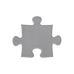 Gray puzzle piece, isolated on transparent background  