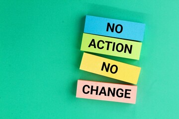 Inspirational and motivational words or quotes no action no change. The concept of habit or changing habits to succeed