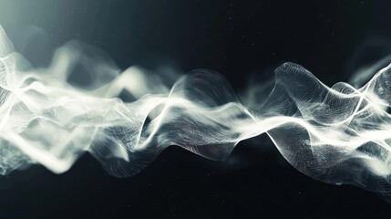 Abstract White Waves on Dark Background