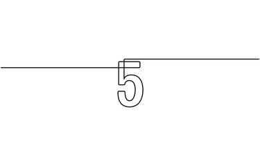 Number five continuous one line drawing of number 5. editable One line drawing of number 5 icon. Vector illustration, one line continuous number 5 icon. vector illustration.