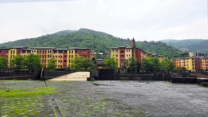 Colorful Architecture and landscape view of city lavasa India