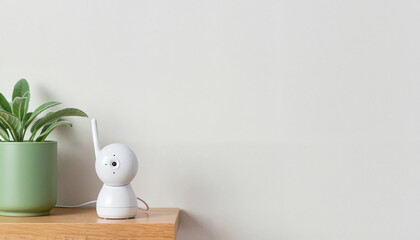 Smart Home Setup Securing Your Little One with a Baby Monitor on Shelf; Modern Nursery Decor Ideas and Safety Tips