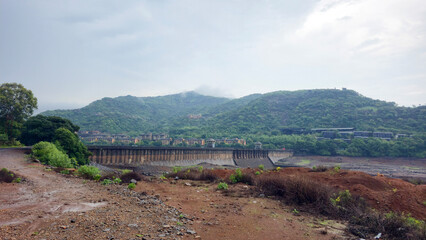 Dam wall without water Pune, India