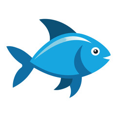 Fototapeta premium Cute cartoon blue fish ocean animal illustration