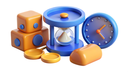  time management on white background PNG. AI GENERATED