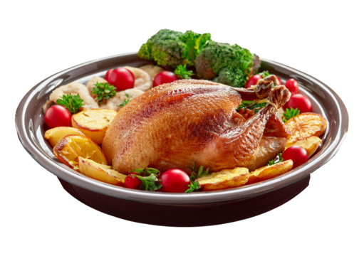 A nice homemade dish for dinner isolated on transparent or white background