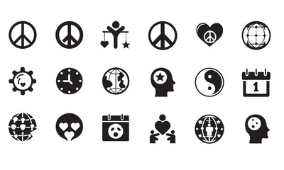 World globe icon ying yang sign hearts love vector