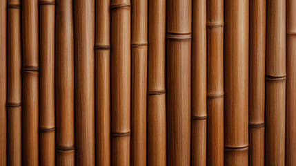 Fototapeta premium Bamboo Wall Texture: A close-up shot highlights the intricate texture of a natural bamboo wall, showcasing the organic beauty of the wood.