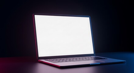 Laptops bright screen amidst dark surroundings