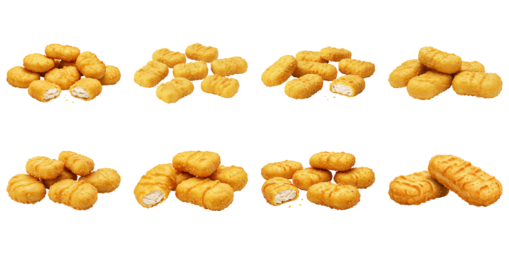 Crispy Chicken Nuggets stacked high against a black background golden brown crust and juicy interior