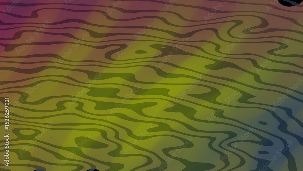 Poster abstract background with wavy lines and a smooth color gradient of purple, yellow, and blue tones cr