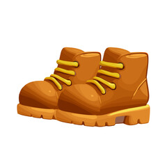 Vector illustration of brown hiking boots. Sturdy footwear with laces, designed for outdoor activities, trekking, hiking, and casual fashion. Perfect for lifestyle, travel, adventure, and camping them