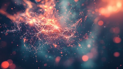 Abstract Network Connections: A Digital Universe of glowing particles and intricate lines