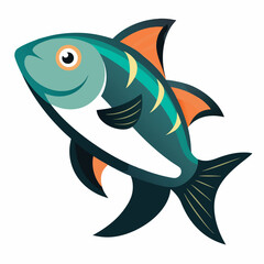 Naklejka premium Happy cartoon fish ocean sea animal illustration
