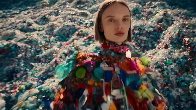 Colorful fashion design on waste pile