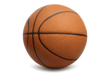 Fototapeta premium Orange basketball featuring black stripes, sitting against transparent backdrop, revealing intricate textural details