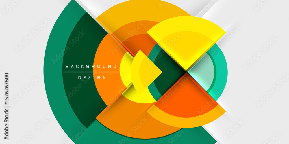 Aufkleber Abstract geometric layers create dynamic composition. Bright colors overlap, forming circular shapes. Modern design element for backgrounds.