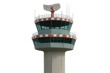 Airport control tower scanning radar screen, monitoring airspace, tracking aircraft movements with precision and safety protocols