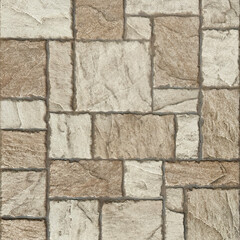 Close up of natural beige and light brown tiles with random rectangular and square pattern. Geometric random size rectangle tiles, suitable for wall and floor tiles. Seamless background texture.