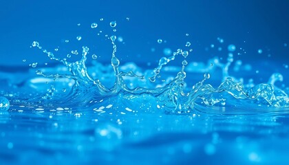 Abstract blue water splash, droplets scattered, dynamic texture,  visual,  motion
