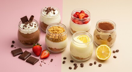 Assorted Dessert Parfaits in Glass Jars