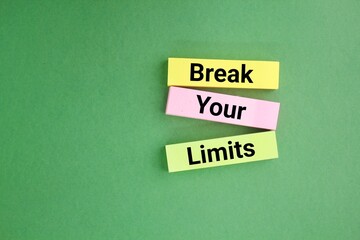 Inspirational and motivational words or quotes Break your limits. self development or self improvement. encourages individuals to step outside of their comfort zones and push themselves to achieve
