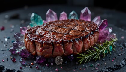 Delicious gourmet birthday cake with candles and roasted Easter cake with eggs served on a white plate as a tasty healthy meal for a celebratory dinner