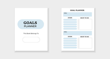 Form for setting goals, detailing necessary steps, and tasks to achieve goals. easy to organize.