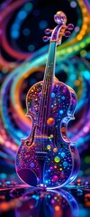 Magical Crystal Violin Abstract colorful music background with classical string instruments