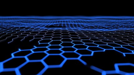 Naklejka premium Abstract hexagon grid, blue glow, 3D
