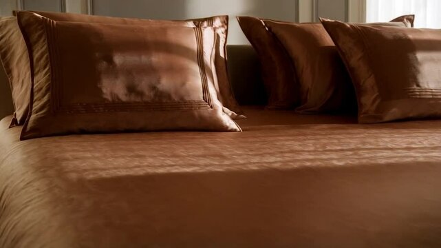 Elegant bronze satin bedding set