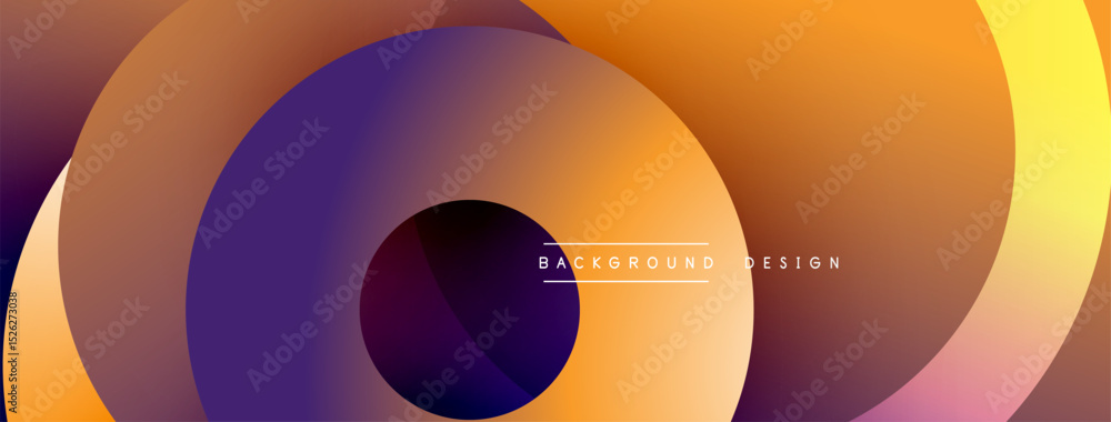Aufkleber abstract circles overlap, creating vibrant gradient effect. orange, purple hues dominate design. min