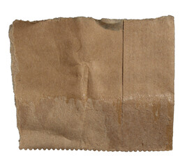 Ripped torn brown paper edge on transparent background, paper tear stripes cut out design element
