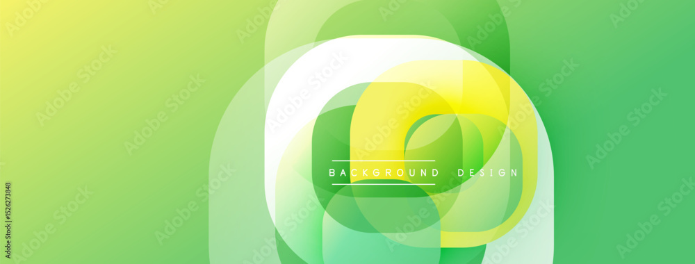 Aufkleber Abstract green background. Overlapping circles create dynamic visual effect. Modern design elements present smooth gradients.