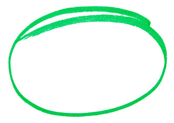 Round highlight doodle drawn with green marker pen on transparent background