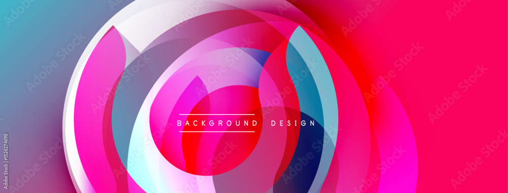 Poster Abstract vibrant circles overlap, creating dynamic colorful background. Text reads background design centered within composition.