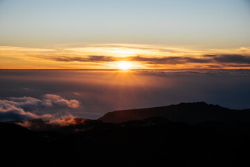 Sunset Over the Ocean Viewed From Alto De Garajonay in La Gomera Island