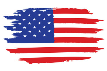Distressed American Flag Design with Brush Stroke Effect and Patriotic Colors