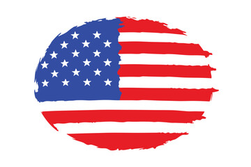 Obraz premium Distressed American Flag Circle Red, White, and Blue Patriotic Design