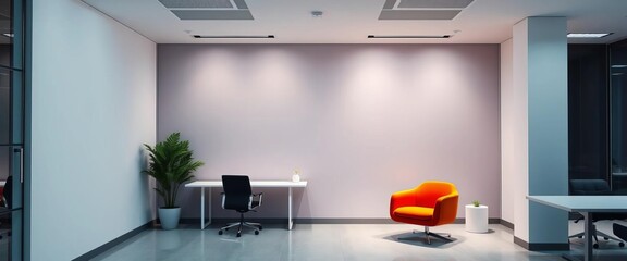 Sleek white partition wall in minimalist office setting,  corporate,  contemporary