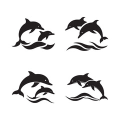 Dolphin Pair Swimming In Synchronized Motion