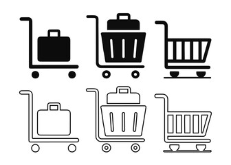 Shopping and Logistics Icons Set - Retail and Travel Logistics silhouette.