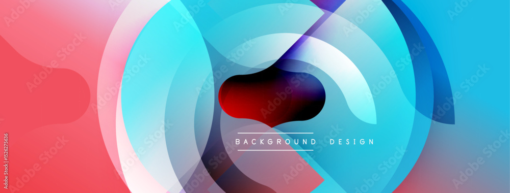 Aufkleber Abstract geometric shapes overlap. Vibrant blue, pink gradients create dynamic visual effect. Modern design elements suggest technology, innovation.