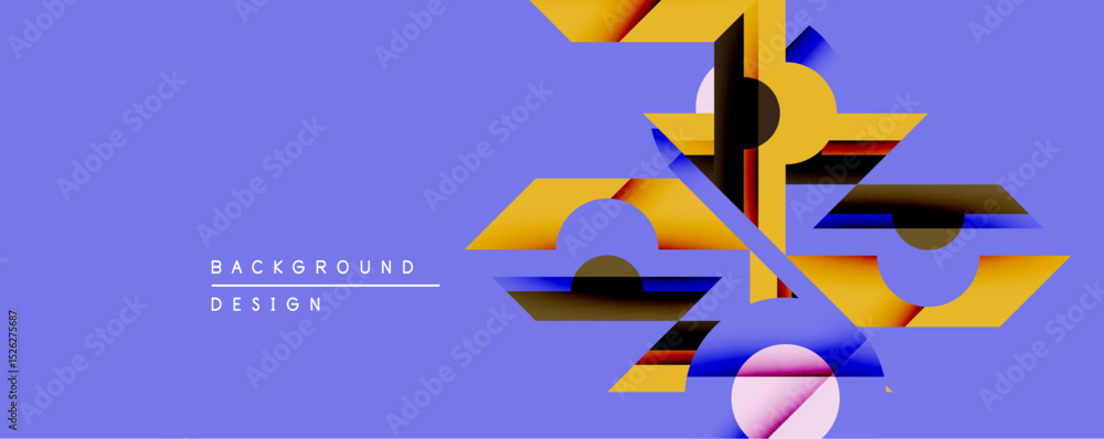Aufkleber Abstract geometric composition. Vivid colors, layered shapes create dynamic visual effect. Modern design suitable for backgrounds, presentations, branding materials.