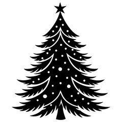 Obraz premium Elegant Christmas Tree Silhouette with Dotted Ornament Vector Design