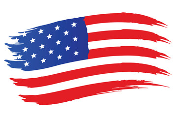 Obraz premium Distressed American Flag with Brush Stroke Texture Patriotic Design Illustration for Celebrations